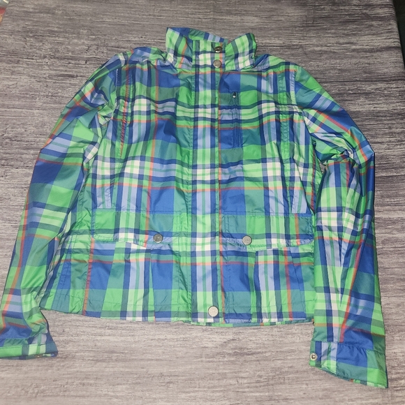 Lauren Ralph Lauren Plaid Jacket Green Blue Lightweight Casual Spring Fall Coat - Picture 1 of 9